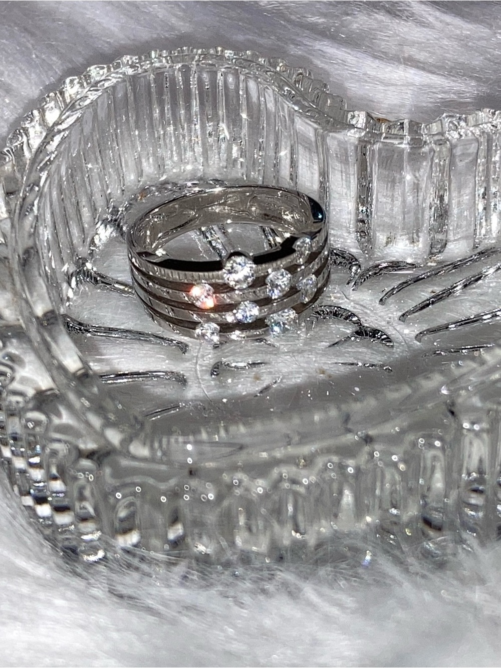 Clear Crystal Multi-Band Silver Ring